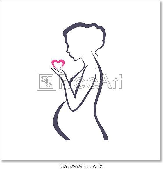 561x581 Free Art Print Of Pregnant Woman Symbol, Stylized Vector Sketch - Pregnant Sketch