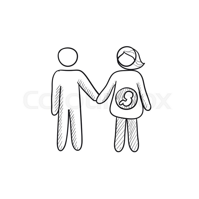 800x800 Husband With Pregnant Wife Vector Sketch Icon Isolated On - Pregnant Sketch