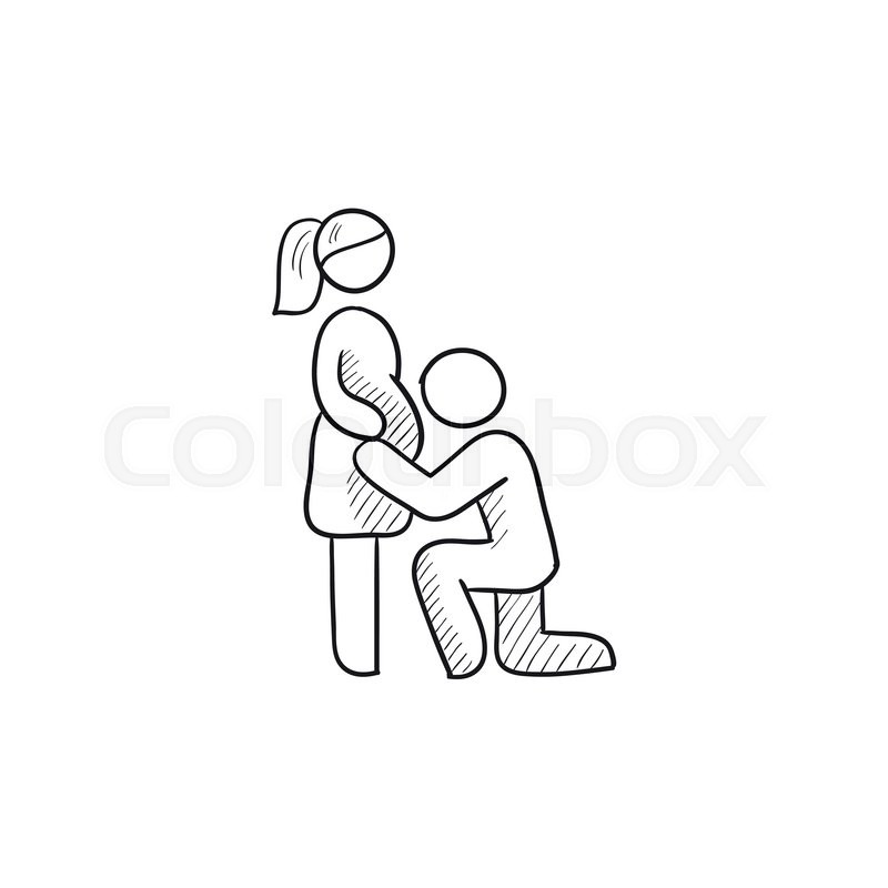 800x800 Man With Pregnant Wife Vector Sketch Icon Isolated On Background - Pregnant Sketch