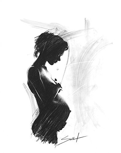 393x500 Charcoal Figure Drawing, Pregnancy Gift, Pregnancy Art - Pregnant Sketch