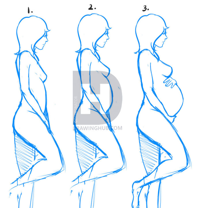 688x720 How To Draw Pregnant Women, Step By Step, Drawing Guide, By - Pregnant Woman Sketch