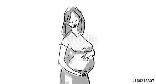 500x270 Pregnant Woman Vector Sketch For Cartoon, Or Storyboard Projects - Pregnant Woman Sketch