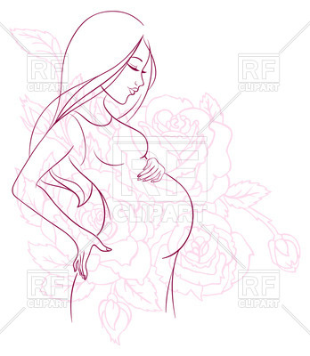 348x400 Pregnant Woman Silhouette Vector Image Vector Artwork Of People - Pregnant Woman Sketch