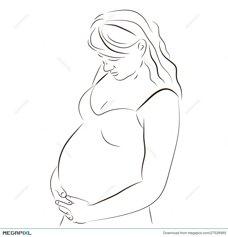 800x830 Young Pregnant Woman Sketch Illustration 27528965 - Pregnant Woman Sketch