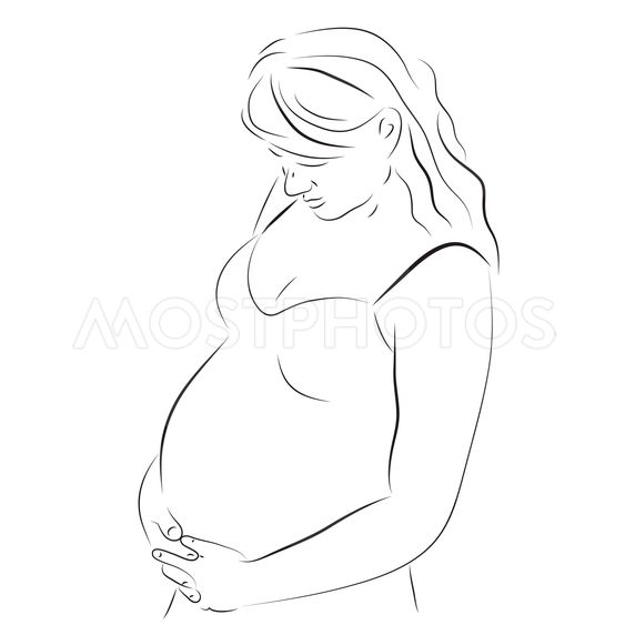 563x563 Young Pregnant Woman Sketch By Coline - Pregnant Woman Sketch