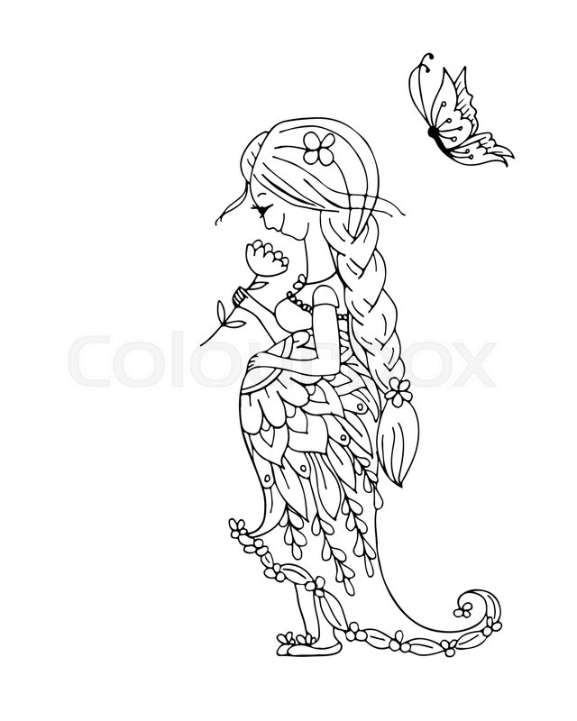 640x800 Beautiful Pregnant Woman With Butterfly, Sketch For Your Design - Pregnant Woman Sketch