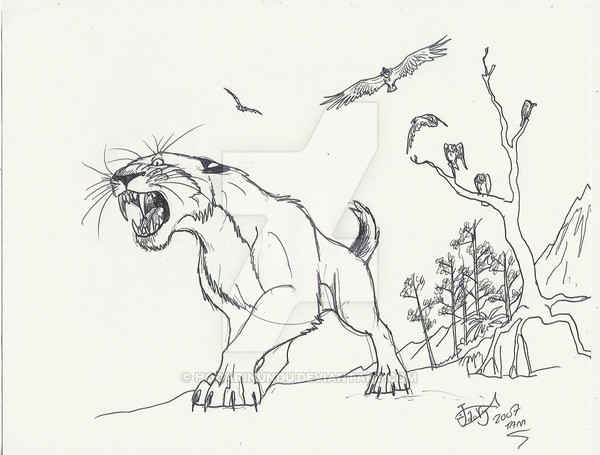 600x455 Prehistoric Cat By Hodarinundu - Prehistoric Sketch