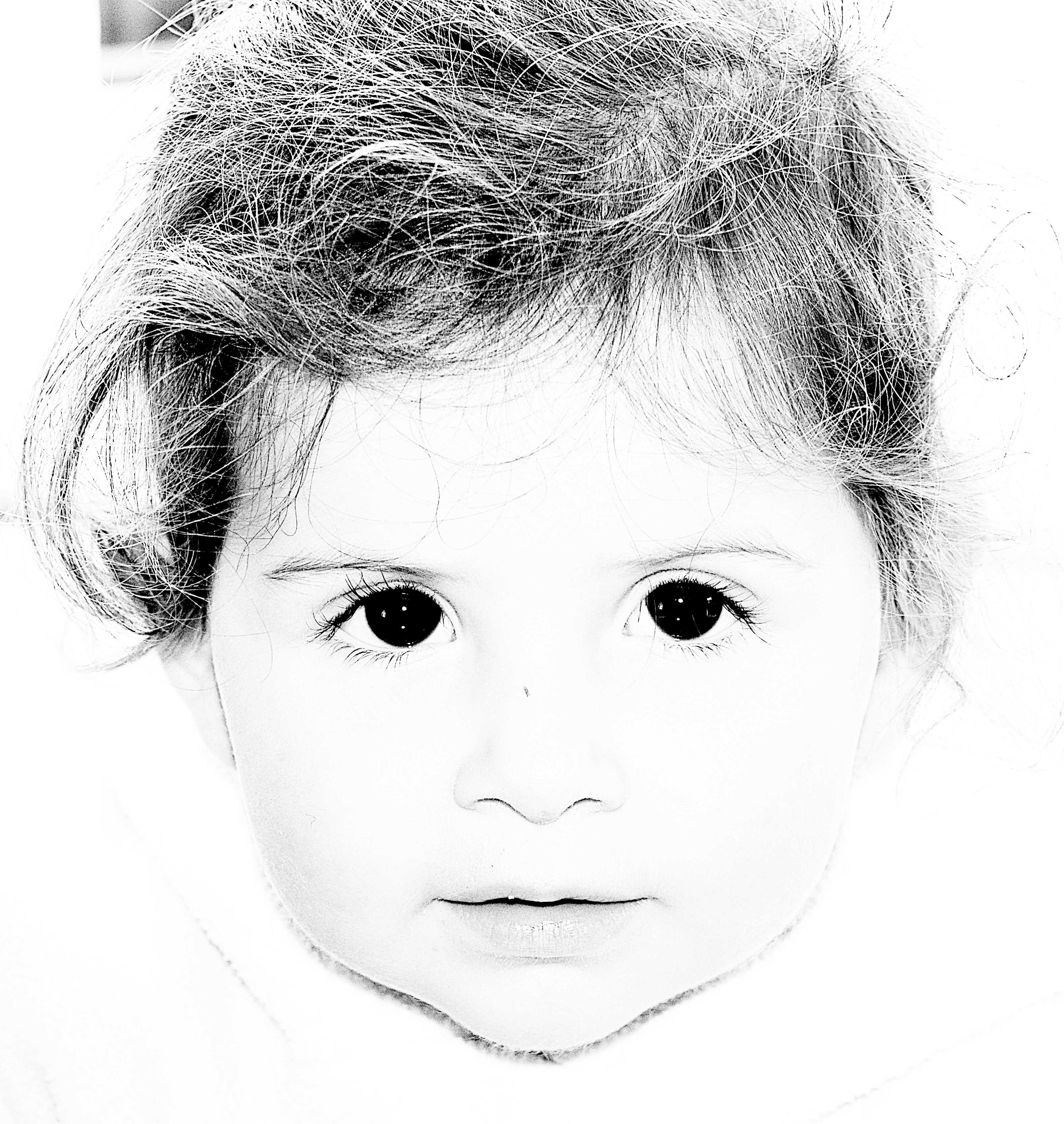 3157x3334 Free Images Black And White, Hair, View, Portrait, Child - Pretty Face Sketch