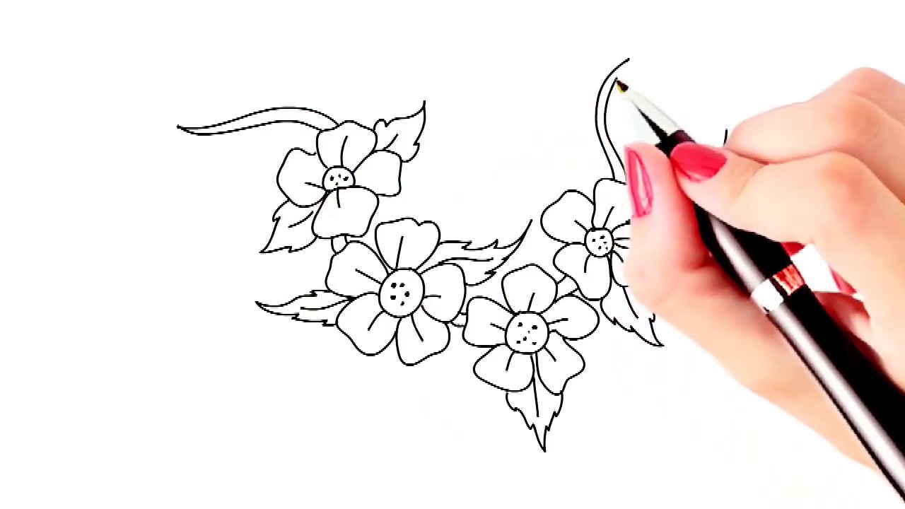 1280x720 How To Draw Beautiful Flowers Easy And Simple Drawing Yzarts - Pretty Flower Sketches