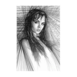 300x300 Pretty Girl Sketch Digital Art By Rafael Salazar - Pretty Girl Sketch