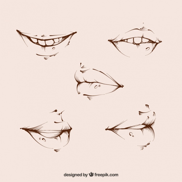 626x626 Sketches Of Pretty Mouths Vector Free Download - Pretty Sketches