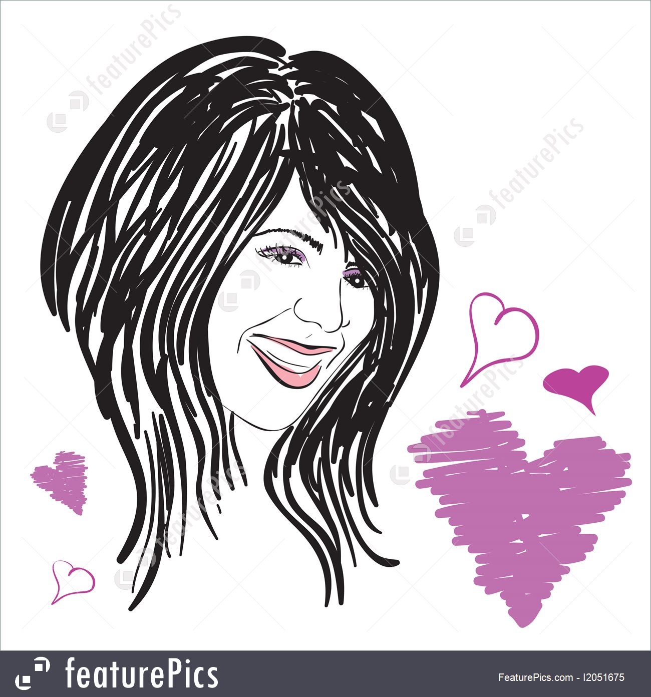 1300x1392 Illustration Of Pretty Girl Sketch - Pretty Woman Sketch