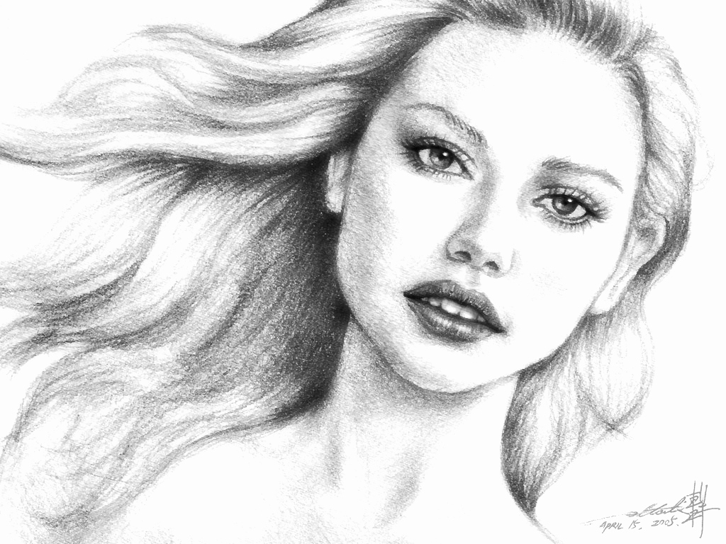 1024x768 Sketch Images Drawing A Woman Face Drawpencil A Girl Face Pretty - Pretty Woman Sketch