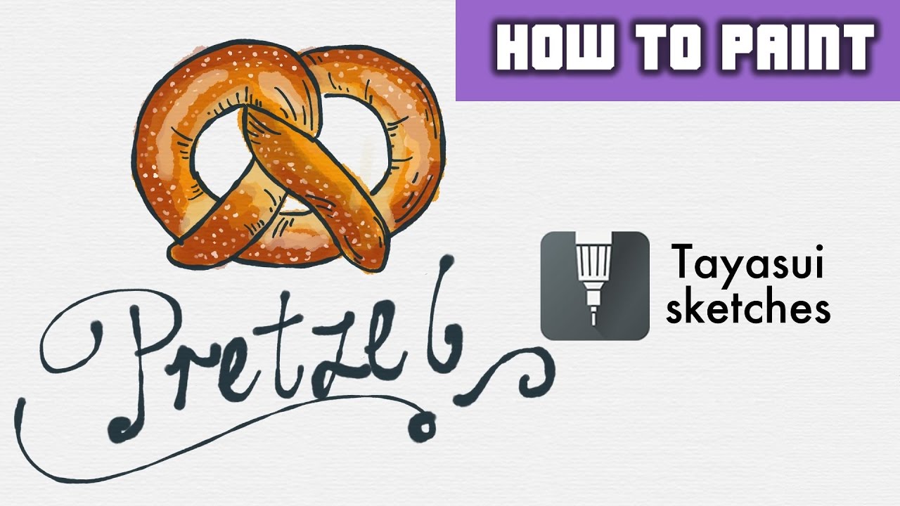 1280x720 How To Paint Pretzel In Water Color Digital Painting. Tayasui - Pretzel Sketch
