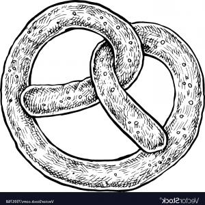 300x300 Photostock Vector Black And White Hand Drawn Sketch Of A Pretzel - Pretzel Sketch