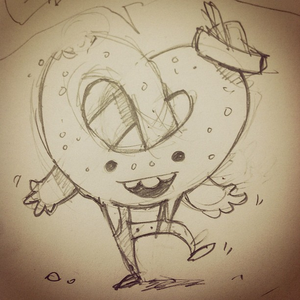 612x612 German Pretzel - Pretzel Sketch