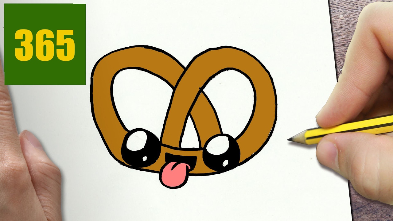 1280x720 How To Draw A Cookie Cute, Easy Step By Step Drawing Lessons For - Pretzel Sketch