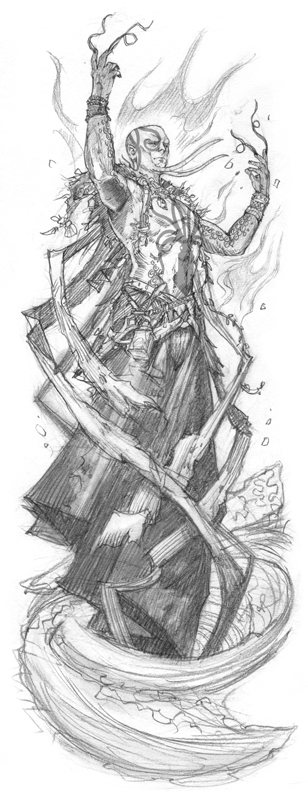 308x796 Kraken Priest Sketch Chris Seaman Illustration Studio - Priest Sketch