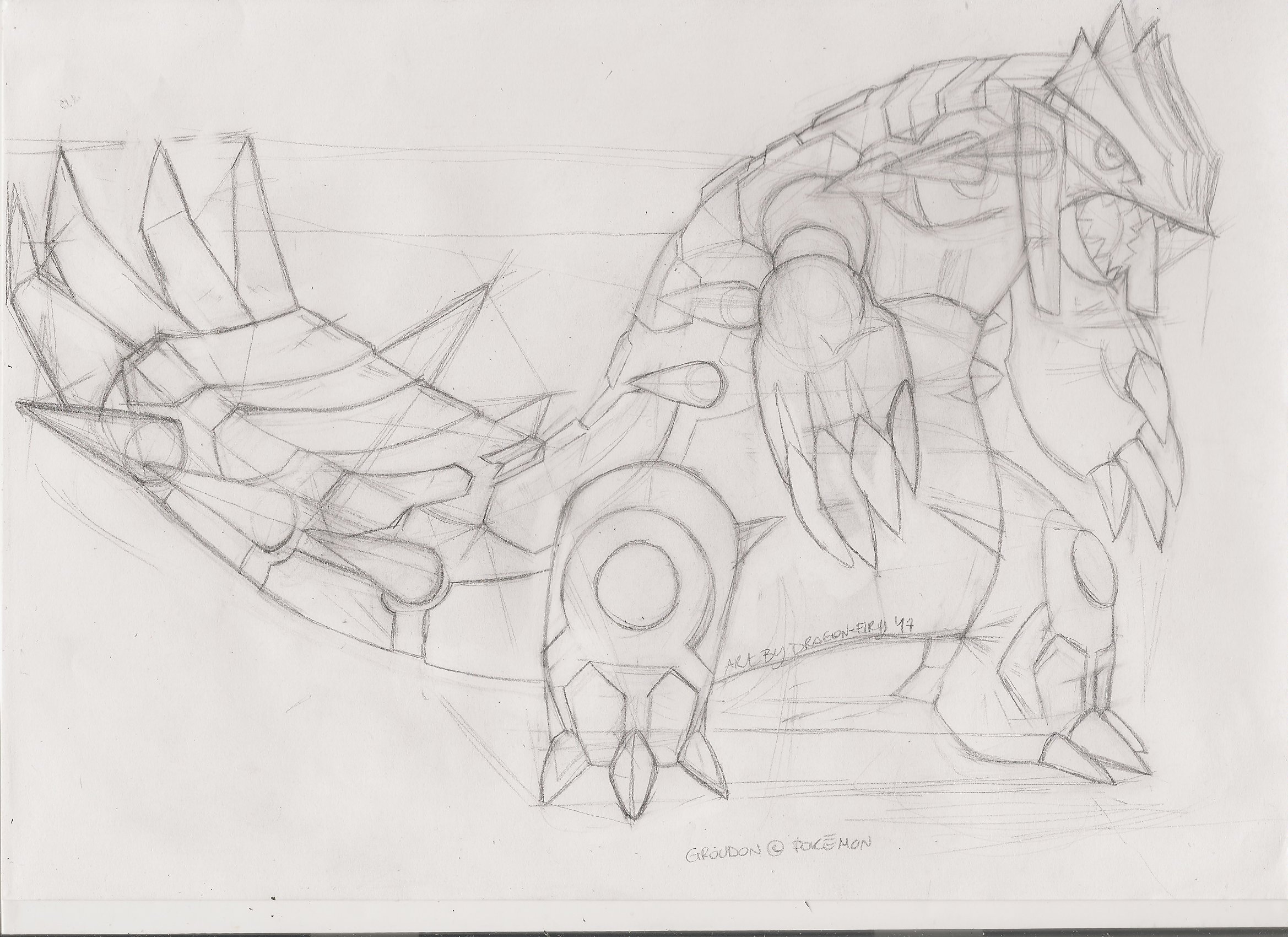 2338x1700 Groudon - Primal Groudon Sketch