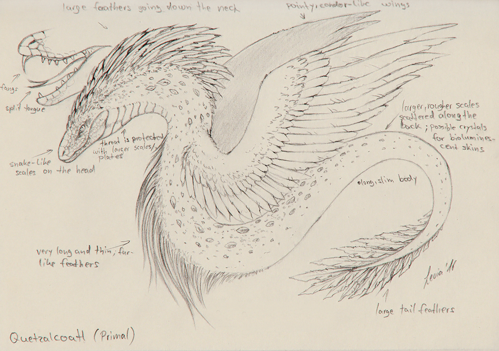 1000x704 Quetzalcoatl (Primal) Sketch By Leviadraconia - Primal Sketch