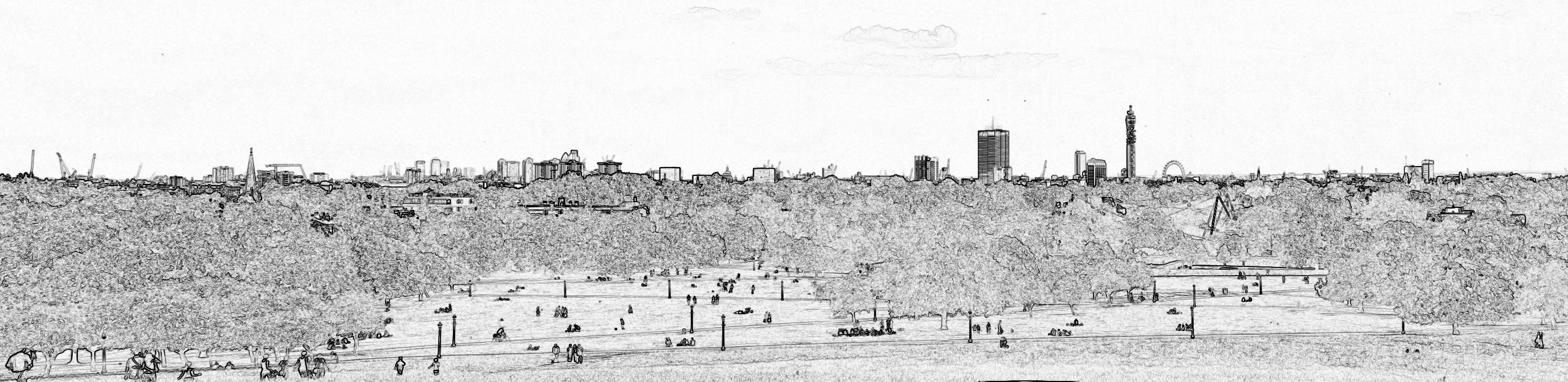 2894x704 Sketch Drawing Primrose Hill London Digital Urban - Primrose Sketch