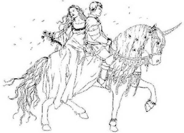 600x435 Prince And Princess On Horse Coloring - Prince And Princess Sketch