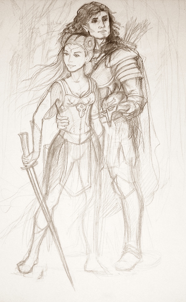 600x973 Fantasy Painting. Elves. Prince And Princess On Wacom Gallery - Prince And Princess Sketch