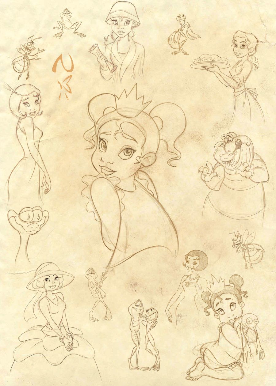 900x1260 Princess And The Frog Sketches By On - Princess And The Frog Sketch
