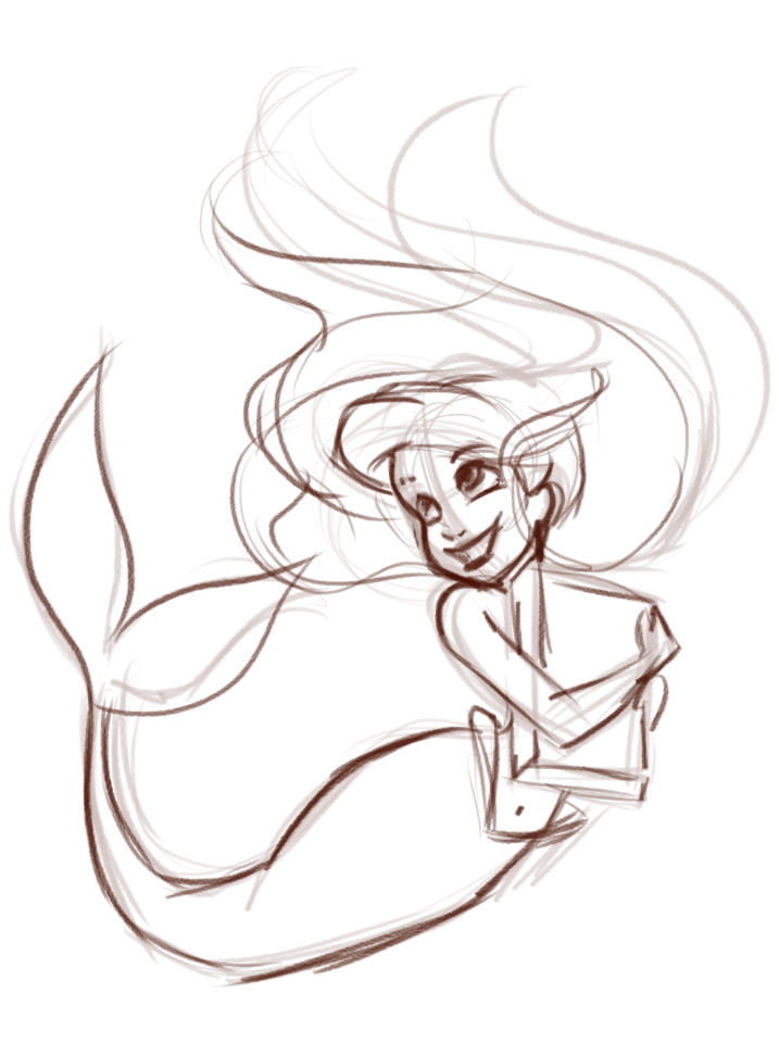 717x961 Ariel Sketch By Vp Artworks Via Tumblr On We Heart It - Princess Ariel Sketch