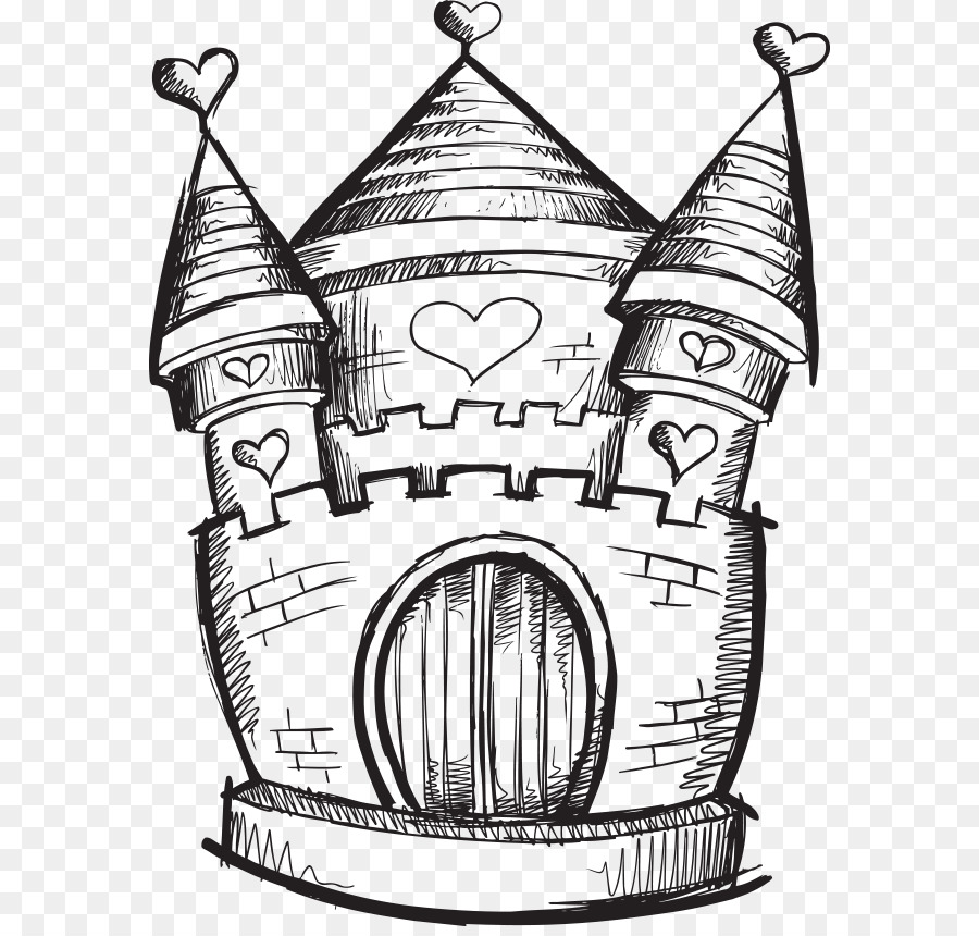 900x860 Drawing Sketch - Princess Castle Sketch