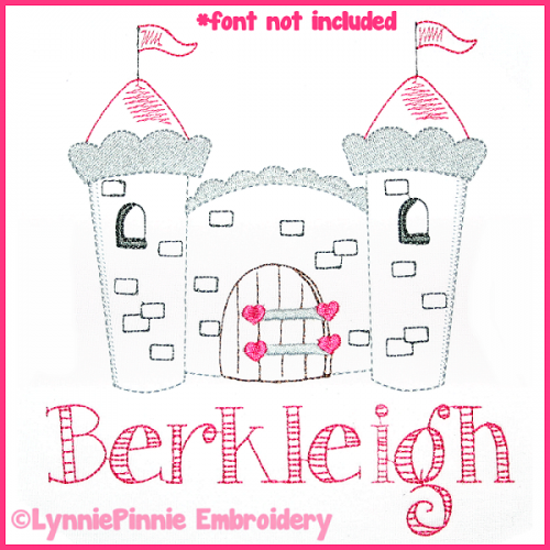500x500 Pretty Princess Castle Colorwork Sketch Embroidery Design 4x4 5x7 - Princess Castle Sketch
