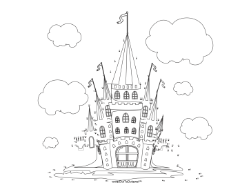 364x281 Printable Princess Castle Dot To Dot Puzzle - Princess Castle Sketch