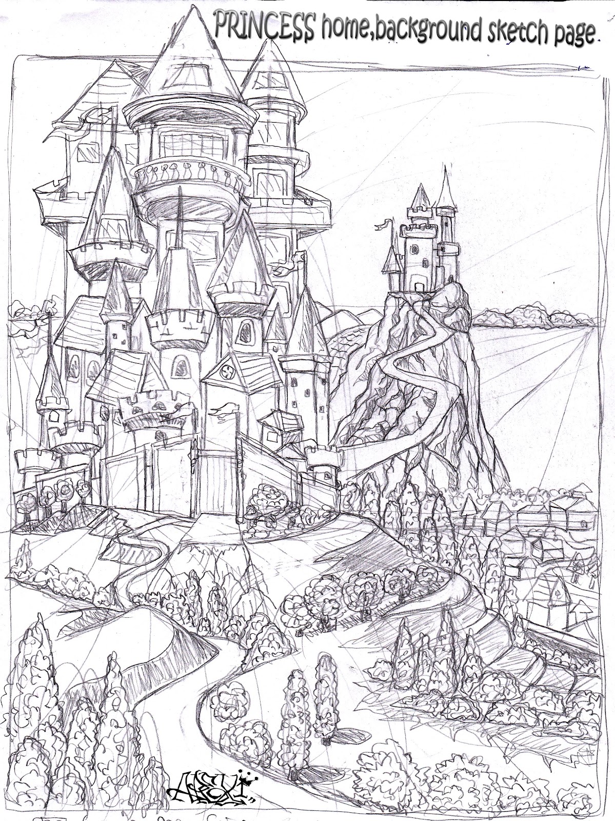 Princess Castle Sketch at PaintingValley.com | Explore collection of ...