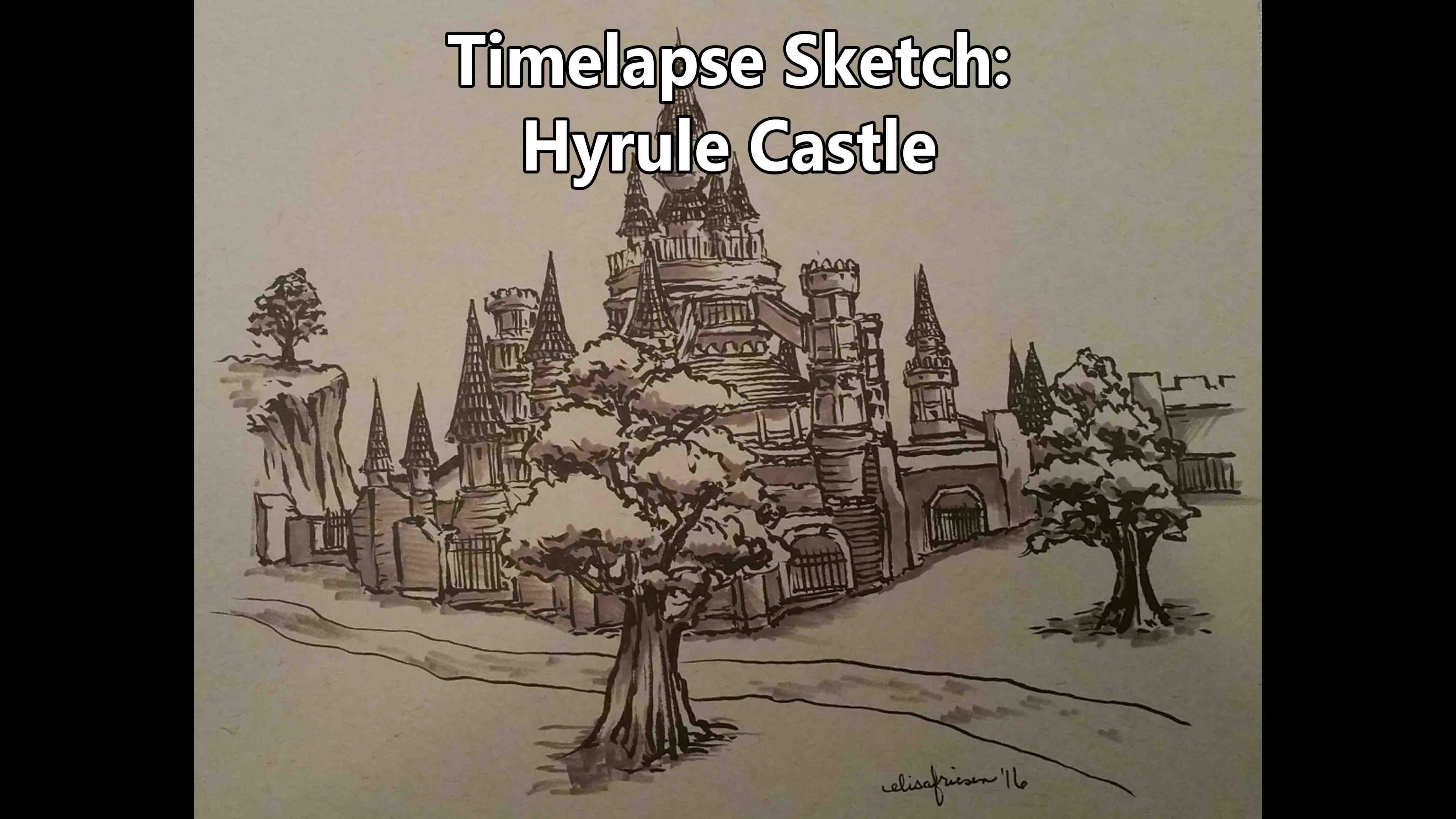 4096x2304 Time Lapse Sketch Of Hyrule Castle, From Twilight Princess - Princess Castle Sketch