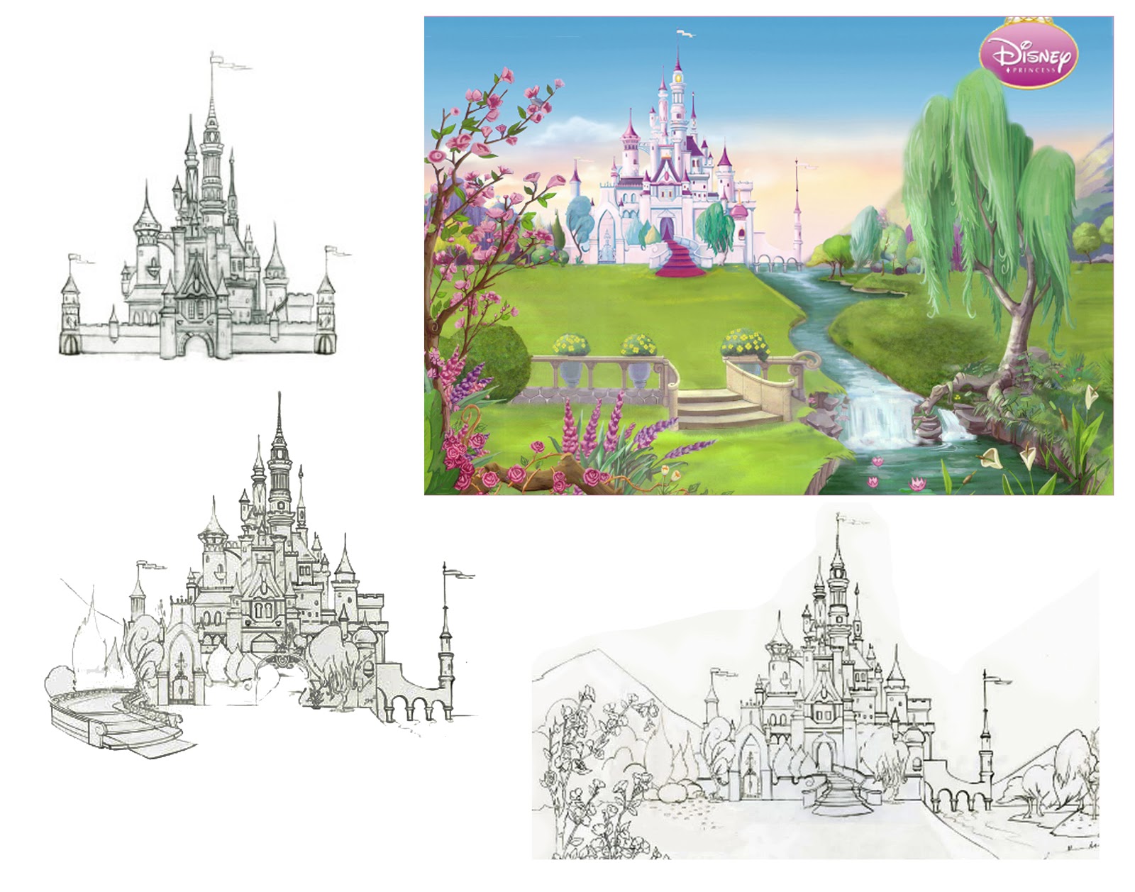 1600x1257 Whitney Sketch Background, Castle - Princess Castle Sketch