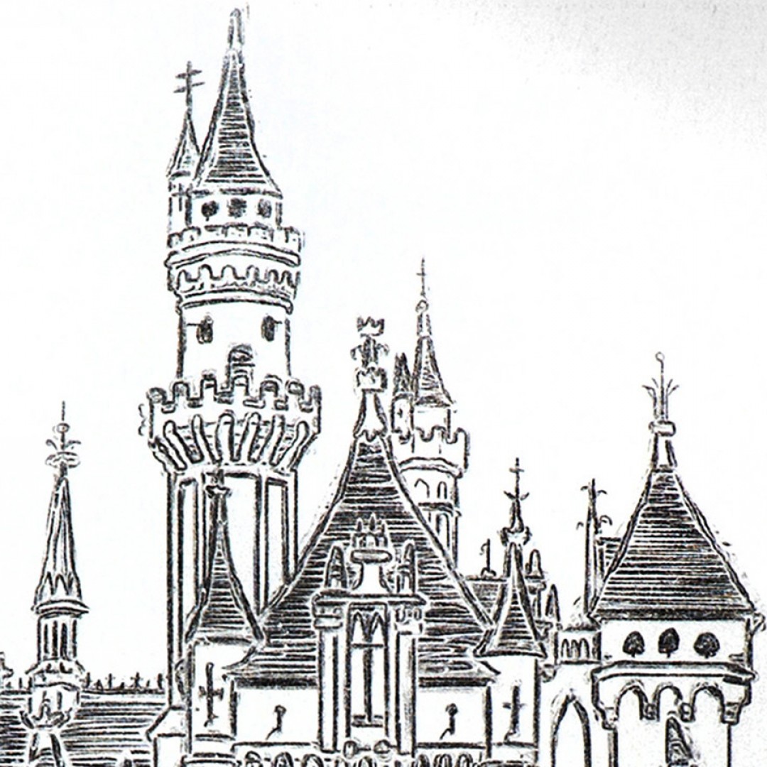 1080x1080 Disney World Castle Sketch Princess Etch A Sketch Jane Labowitch - Princess Castle Sketch