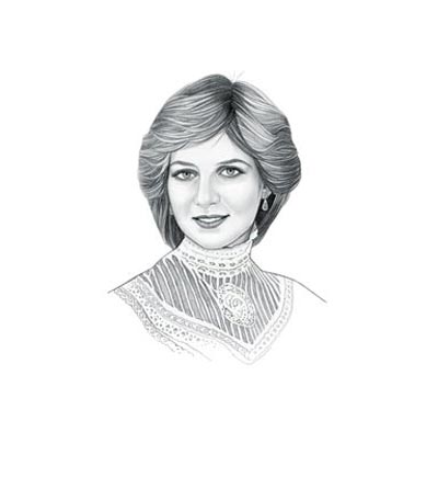 400x436 Princess Diana Interesting Facts For Kids - Princess Diana Sketch