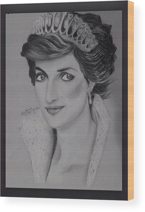 508x740 Princess Diana Wood Print By Arib Alajmi - Princess Diana Sketch
