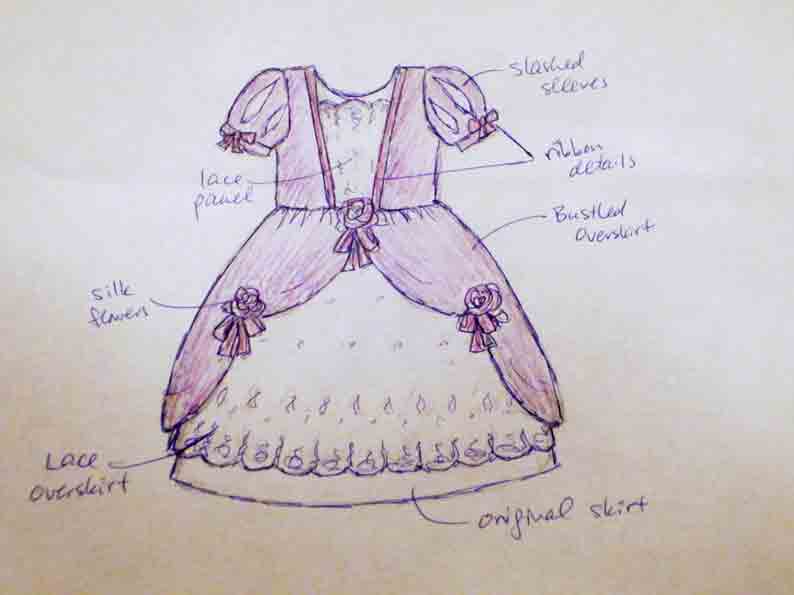 794x595 Upcycled Birthday Princess Dress, Part I Basic Dress And Sketches - Princess Dress Sketch