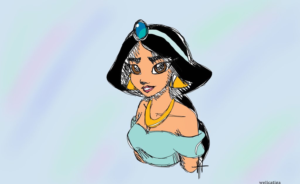 1024x629 Princess Jasmine Sketch By Welicatiga - Princess Jasmine Sketch