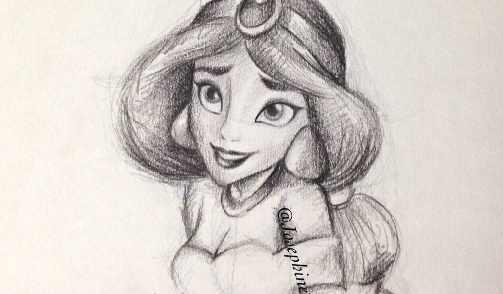 1024x600 Simple Pencil Sketches Simple Pencil Art Jasmine Quick Pencil - Princess Jasmine Sketch