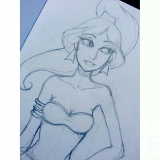 320x320 Sketch Of Princess Jasmine In The Red Outfit. I Just Love Drawing - Princess Jasmine Sketch