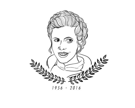 570x456 Original Sketch Carrie Fisher Tee Princess Leia Rest In Etsy - Princess Leia Sketch