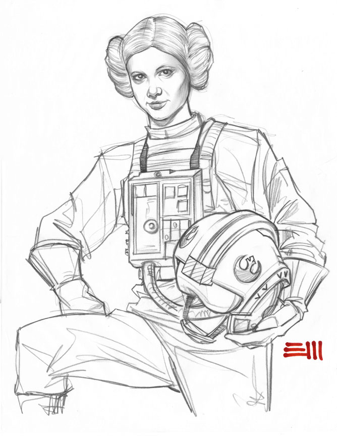 668x864 Princess Leia - Princess Leia Sketch