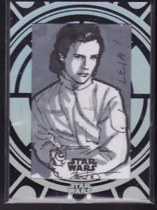 224x300 Princess Leia Topps Star Wars High Tek Sketch Carrie Fisher By - Princess Leia Sketch
