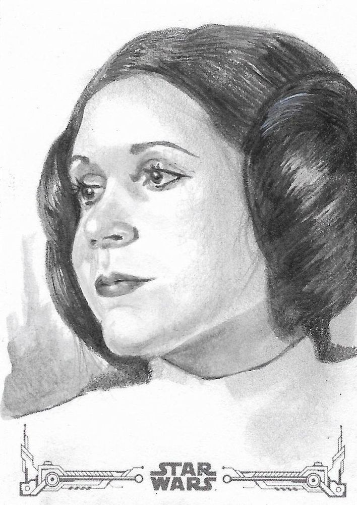 708x1000 Topps Star Wars Black And White Ap Sketch Card Mdye Princess Leia - Princess Leia Sketch