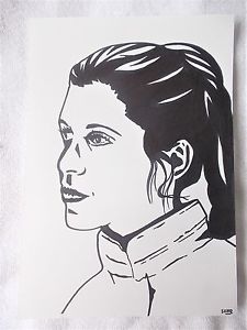 225x300 A4 Art Marker Pen Sketch Drawing Carrie Fisher As Princess Leia - Princess Leia Sketch