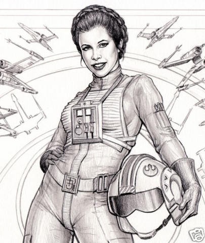 405x480 Good Girl Art - Princess Leia Sketch