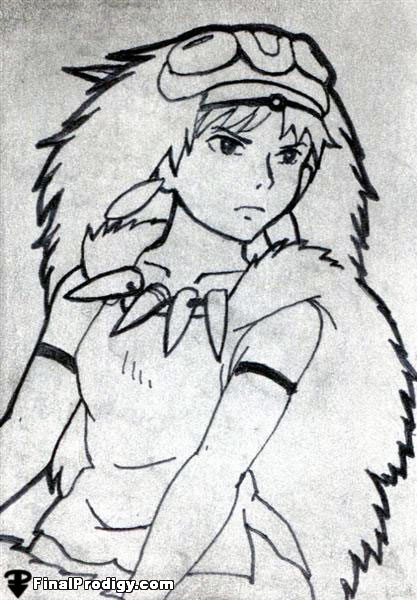 417x600 How To Draw Princess Mononoke, Mononoke Hime - Princess Mononoke Sketch