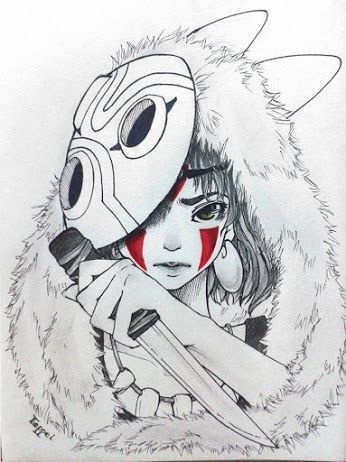 346x462 Princess Monoke. Studio Ghibli! Princess Mononoke - Princess Mononoke Sketch